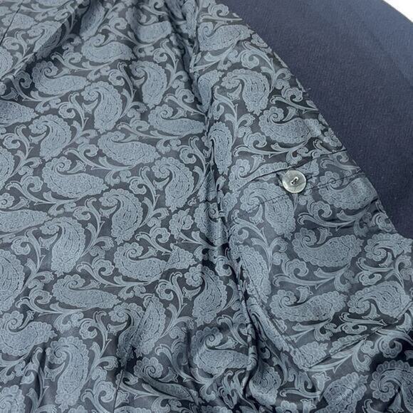 LUISA CERANO Navy Long Peacoat Trench Coat 100% Wool‎ Coat Fully Lined Size 6 - Picture 11 of 14